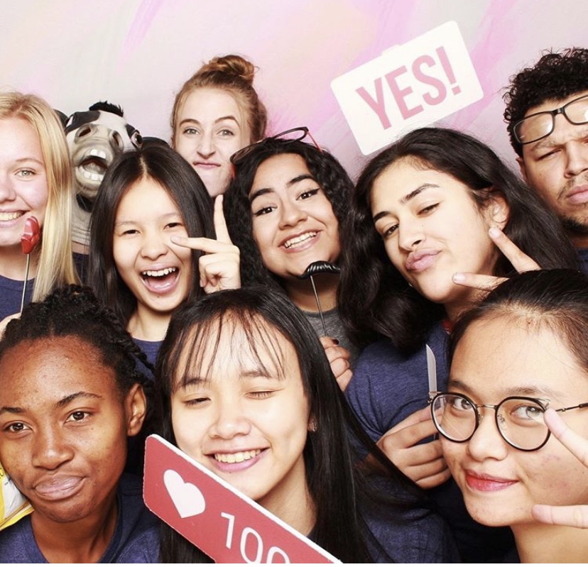 student leadership in photo booth