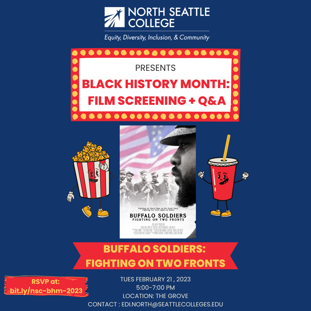 Black History Month: Film Screening + Q&A with blue background 
