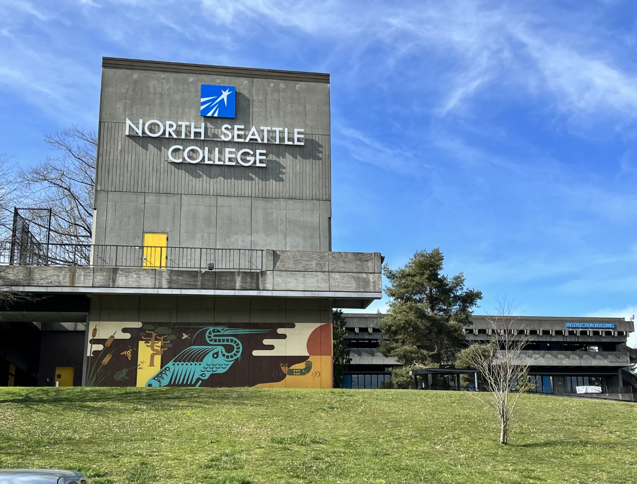 North Seattle College sign and mural 